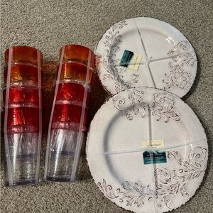 Set of 16 indoor/outdoor plates and cup set